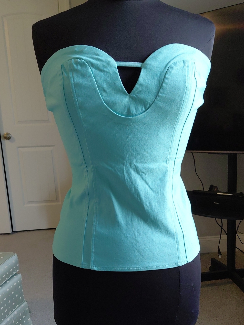 Body Central Aqua Turquoise Strapless Corset Top